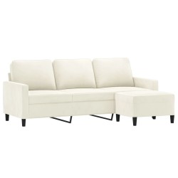 Canapé à 3 places avec repose-pieds Crème 180 cm Velours 