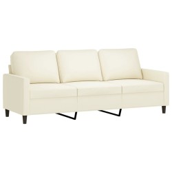 Canapé à 3 places avec repose-pieds Crème 180 cm Velours 