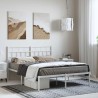 Cadre de lit métal sans matelas et tête de lit blanc 135x190 cm 