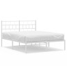 Cadre de lit métal sans matelas et tête de lit blanc 135x190 cm 