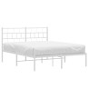 Cadre de lit métal sans matelas et tête de lit blanc 135x190 cm 