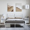 Cadre de lit métal sans matelas et tête de lit blanc 135x190 cm 