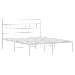 Cadre de lit métal sans matelas et tête de lit blanc 135x190 cm 