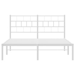 Cadre de lit métal sans matelas et tête de lit blanc 135x190 cm 