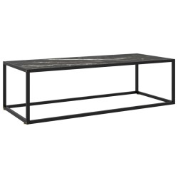 Table basse Noir avec verre marbre noir 120x50x35 cm 