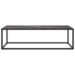 Table basse Noir avec verre marbre noir 120x50x35 cm 
