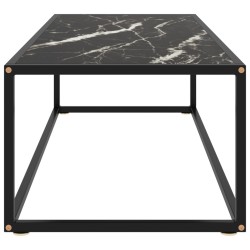 Table basse Noir avec verre marbre noir 120x50x35 cm 