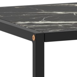 Table basse Noir avec verre marbre noir 120x50x35 cm 