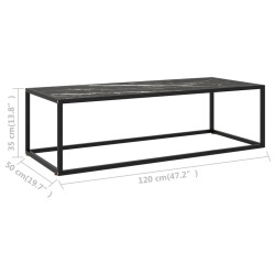 Table basse Noir avec verre marbre noir 120x50x35 cm 