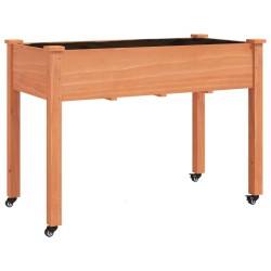 Jardinière sur roues avec doublure brun 118x59x80 cm bois sapin 