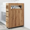 Meuble étroit de salle de bain à roulettes chêne artisanal 