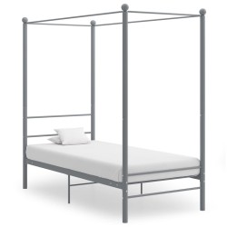Cadre de lit à baldaquin sans matelas gris métal 90x200 cm 
