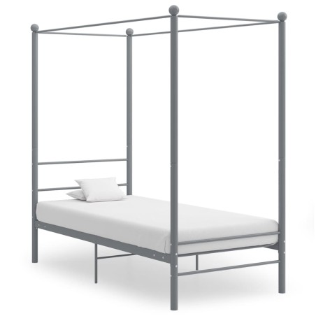 Cadre de lit à baldaquin sans matelas gris métal 90x200 cm 