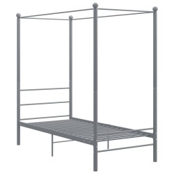 Cadre de lit à baldaquin sans matelas gris métal 90x200 cm 