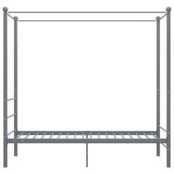 Cadre de lit à baldaquin sans matelas gris métal 90x200 cm 