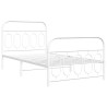 Cadre de lit métal sans matelas et pied de lit blanc 107x203 cm 