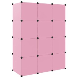 Armoire de rangement pour enfants avec 12 cubes Rose PP 