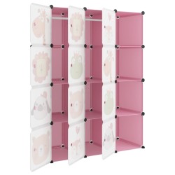 Armoire de rangement pour enfants avec 12 cubes Rose PP 