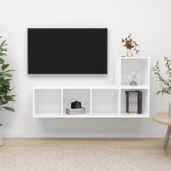Ensemble de meuble TV 2 pcs Blanc Bois d'ingénierie 