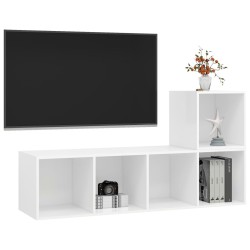 Ensemble de meuble TV 2 pcs Blanc Bois d'ingénierie 