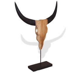 Sculpture de crâne de taureau teck 66x15x88 cm 