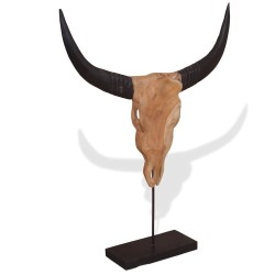 Sculpture de crâne de taureau teck 66x15x88 cm 