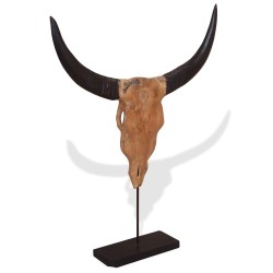 Sculpture de crâne de taureau teck 66x15x88 cm 