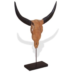 Sculpture de crâne de taureau teck 66x15x88 cm 