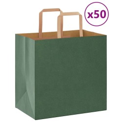 Sacs en papier 50 pcs avec poignées vert 26x17x25 cm 