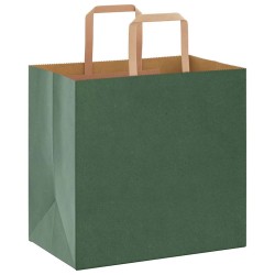 Sacs en papier 50 pcs avec poignées vert 26x17x25 cm 