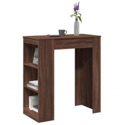 Table de bar avec étagères chêne marron bois d'ingénierie 