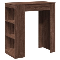 Table de bar avec étagères chêne marron bois d'ingénierie 