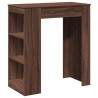 Table de bar avec étagères chêne marron bois d'ingénierie 
