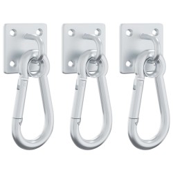 Plaques à œillets mousquetons 3 pcs 360° tournant argenté acier 