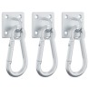 Plaques à œillets mousquetons 3 pcs 360° tournant argenté acier 