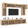 Ensemble de meubles TV muraux 8pcs et lumières LED chêne sonoma 