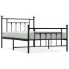 Cadre de lit métal sans matelas et pied de lit noir 100x200 cm 