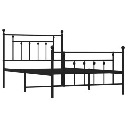 Cadre de lit métal sans matelas et pied de lit noir 100x200 cm 