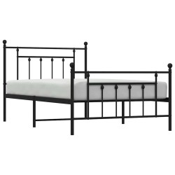 Cadre de lit métal sans matelas et pied de lit noir 100x200 cm 