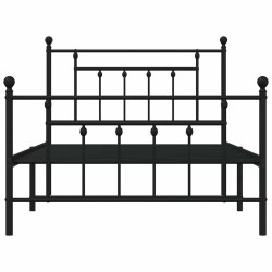Cadre de lit métal sans matelas et pied de lit noir 100x200 cm 