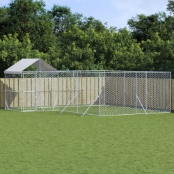 Chenil d'extérieur pour chiens avec toit argenté 6x6x2,5 m 