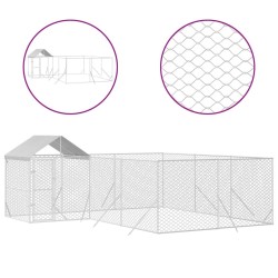 Chenil d'extérieur pour chiens avec toit argenté 6x6x2,5 m 
