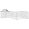 Chenil d'extérieur pour chiens avec toit argenté 6x6x2,5 m 