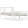 Cadre de lit métal sans matelas et pied de lit blanc 107x203 cm 
