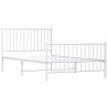 Cadre de lit métal sans matelas et pied de lit blanc 107x203 cm 