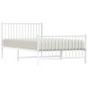 Cadre de lit métal sans matelas et pied de lit blanc 107x203 cm 