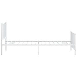 Cadre de lit métal sans matelas et pied de lit blanc 107x203 cm 