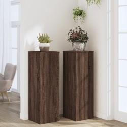 Supports pour plantes 2 pcs chêne marron bois d'ingénierie 