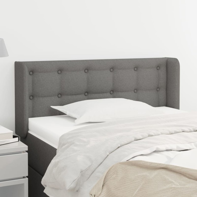 Tête de lit avec oreilles gris foncé 103x16x78/88 cm tissu 