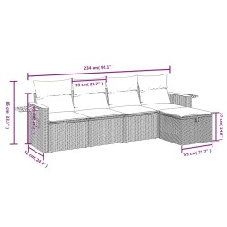 Salon de jardin 5 pcs avec coussins gris résine tressée 
